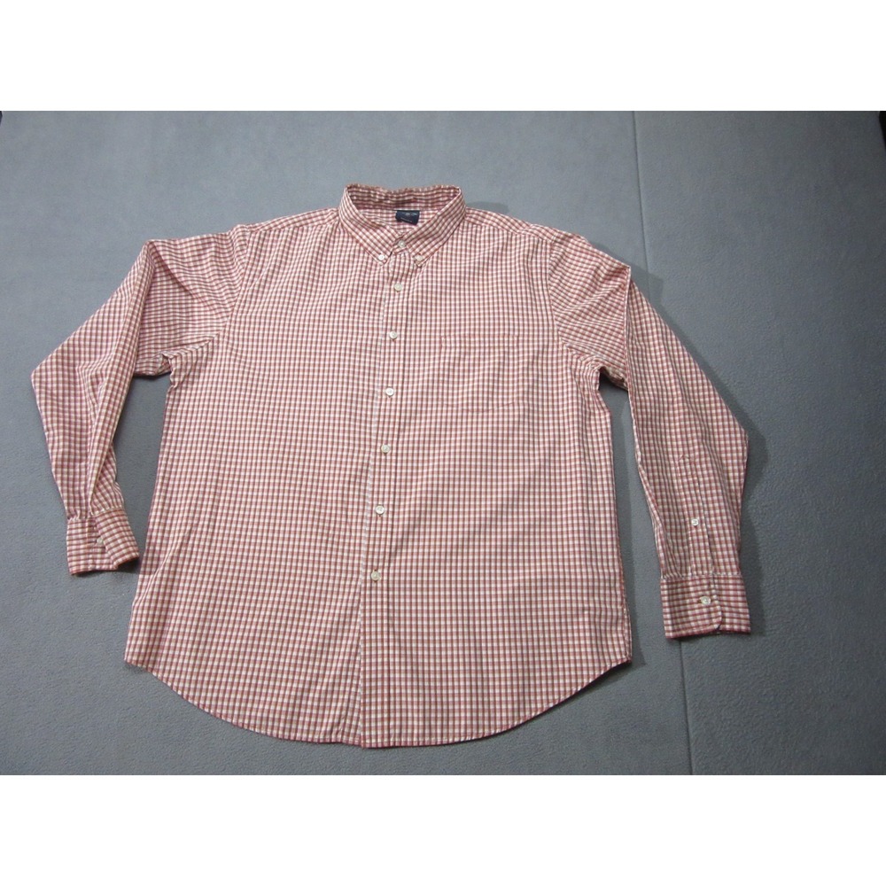 Bills Khakis Shirt Mens XL Red White Micro Check Standard Fit Casual Button Down